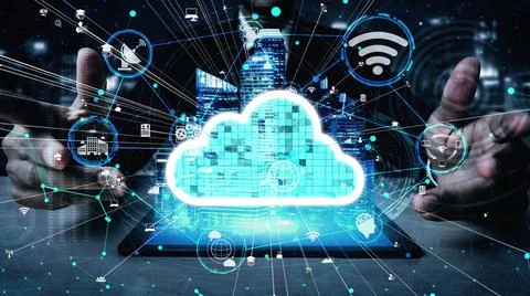 Conceptual cloud computing and data storage technology for future innovation 写真素材