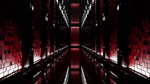 Conceptual Cloud data server panels in a server room of a data center. Video stock 135956770