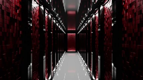 Conceptual Cloud data server panels in a server room of a data center. Stock Footage 135956772