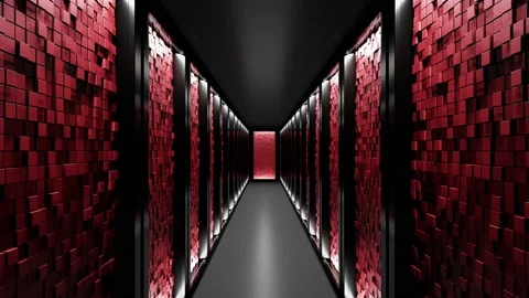 Conceptual Cloud data server panels in a server room of a data center. Stock Footage 135956775