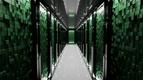 Conceptual Cloud data server panels in a server room of a data center. Stock Footage 135956777