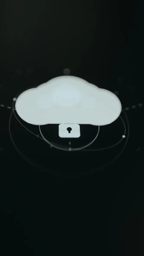Conceptual cloud with padlock icon for secure storage Stock Footage 332048072