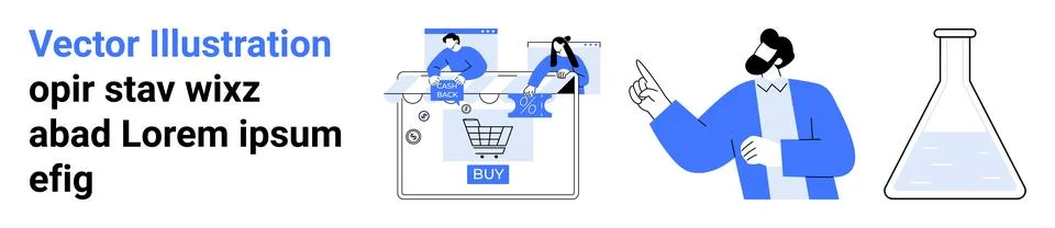 Conceptual Collaboration in Science and E-commerce with Futuristic User Int.. Stock Illustration