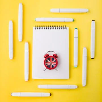 Conceptual composition on the topic of learning English. Stock Photos