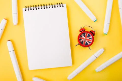 Conceptual composition on the topic of learning English. Stock Photos