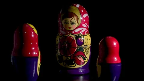Conceptual composition of traditional Matryoshka Russian nesting dolls Stock Footage 342056903