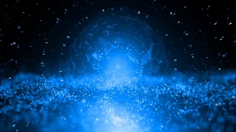 Conceptual computer cyberspace with binary data Stock Footage 130054039