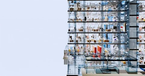 Conceptual computer model of an office building 库存影片 116787286