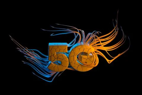 Conceptual Conspiracy chipization image of 5g lettering made by cracked white Illustrazione stock