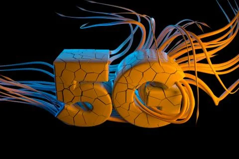 Conceptual Conspiracy chipization image of 5g lettering made by cracked white Stock Illustration