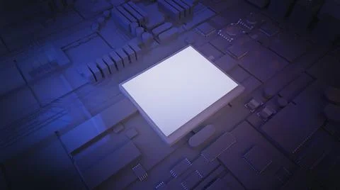 Conceptual CPU on circuit board,central processing unit,working processing te Stockillustratie