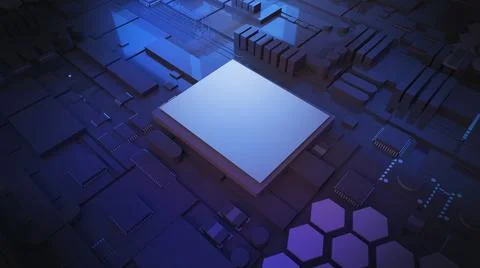 Conceptual CPU on circuit board,central processing unit,working processing te Stockillustratie