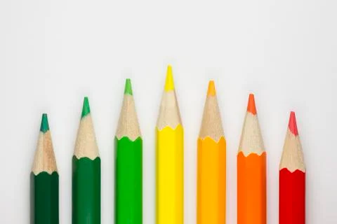 Conceptual crayons as energy label colors. Foto stock