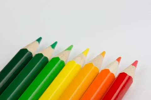 Conceptual crayons as energy label colors. Foto stock