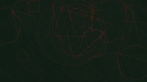 Conceptual data flow: Interconnected wireframe geometry drawing on black scre Stock Footage 342205213