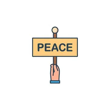 Conceptual depiction of peaceful demonstration using hand holding up a sign.. Stock Illustration