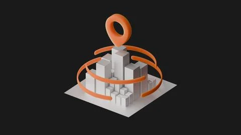 Conceptual design of a 3D City Map Location Pointer featuring advanced 스톡 일러스트
