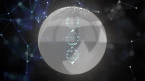 Conceptual design of DNA structure inside white sphere, keeping genetics イラスト素材