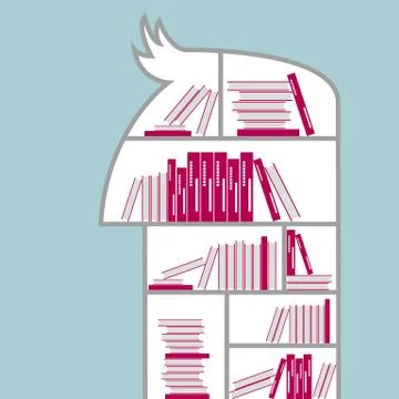 Conceptual design, human head shaped library. Stock Illustration