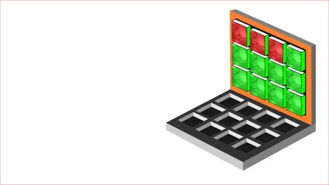 A conceptual design showing  some square changing its color from green to red Stock Footage 246678140