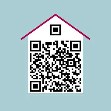 Conceptual design of two-dimensional code,  Is the shape of the house. Stock-Illustration