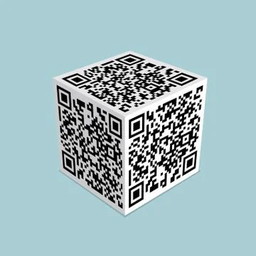 Conceptual design of two-dimensional code, Is the shape of the cube. Stock-Illustration