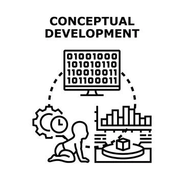 Conceptual development of artificial intelligence and data management Stock Illustration