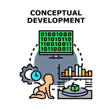 Conceptual development of artificial intelligence and data management Stock Illustration