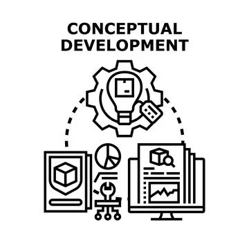 Conceptual development process creating product innovations Stock Illustration