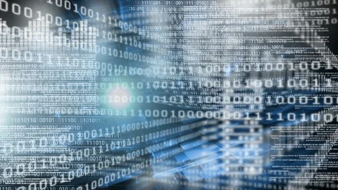 Conceptual digital animation showing binary code technology 4k Stock Footage 98897302