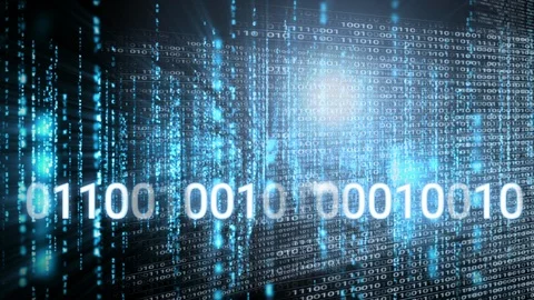 Conceptual digital animation showing binary code technology 4k Stock Footage 98898507