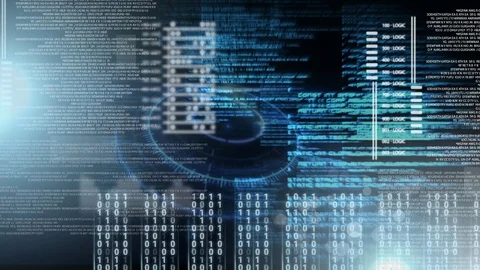 Conceptual digital animation showing binary technology code 4k Stock Footage 98906667