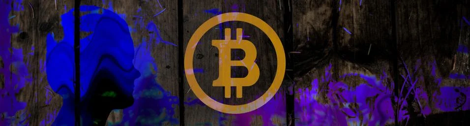 Conceptual digital Bitcoin art. Abstract background. Digital coin. Stock Illustration