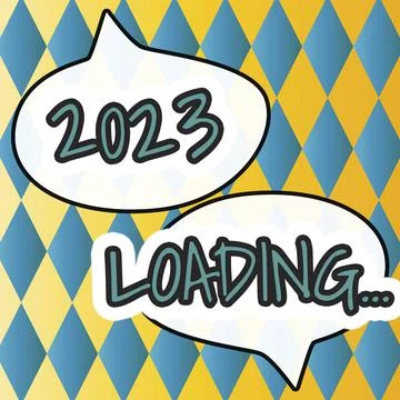 Conceptual display 2023 Loading.... Word for a year composed of a series of Stock Illustration