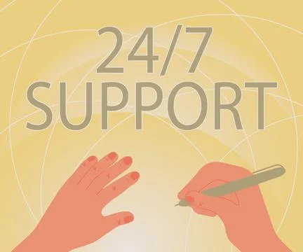 Conceptual display 24 Or 7 Support. Business concept Giving assistance to Stock Illustration