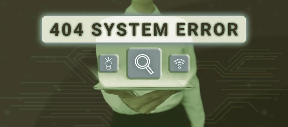 Conceptual display 404 System Errormessage appears when website is down and cant 스톡 사진