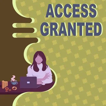 Conceptual display Access Granted. Concept meaning admittance of users to system Stock-Illustration