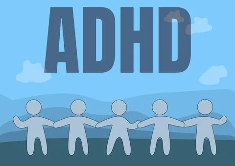 Conceptual display Adhd. Word for Mental health disorder of children Hyperactive Stock Illustration