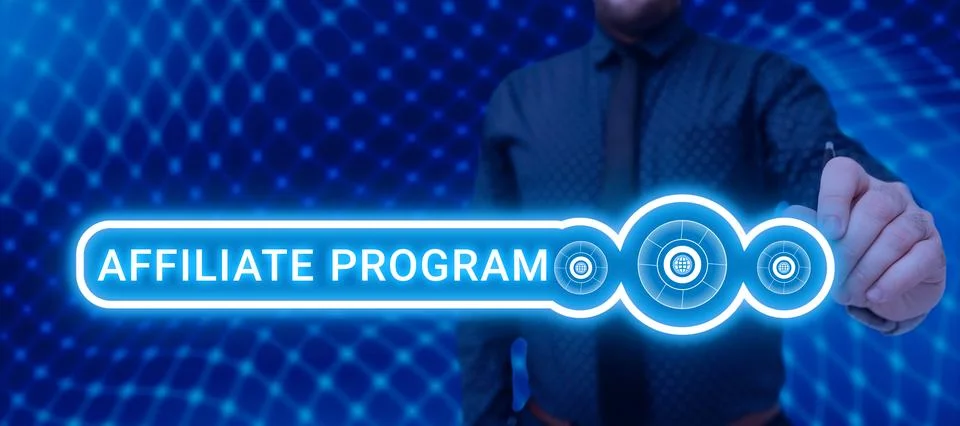 Conceptual display Affiliate Program. Concept meaning Automated platform of two Stock Photos