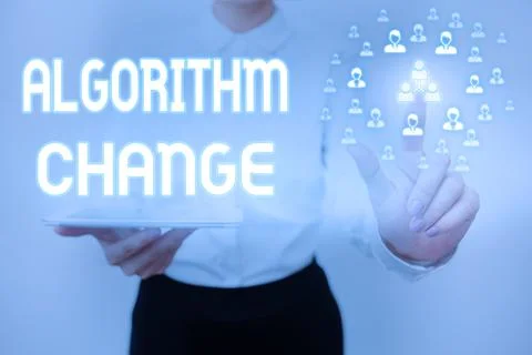 Conceptual display Algorithm Change. Concept meaning change in procedure Foto stock