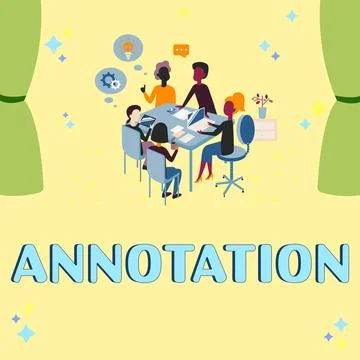 Conceptual display Annotation. Business idea note added by way of comment or Stock Illustration