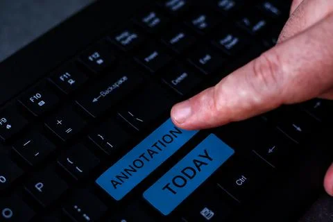 Conceptual display Annotation. Word for note added by way of comment or Stock Photos