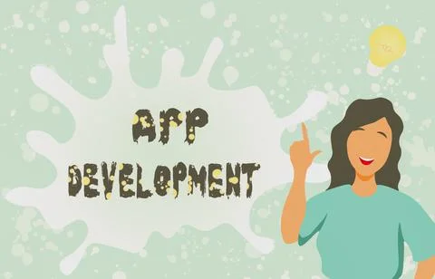 Conceptual display App Development. Business concept producing computer software Stock Illustration