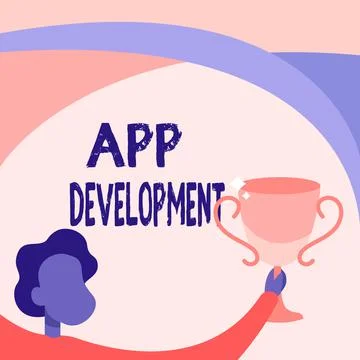 Conceptual display App Development. Word Written on producing computer software Stock Illustration