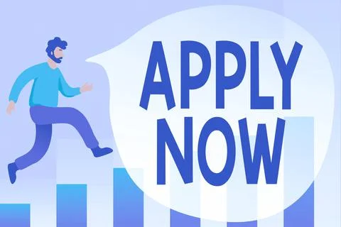 Conceptual display Apply Now. Internet Concept request something officially in Stock Illustration