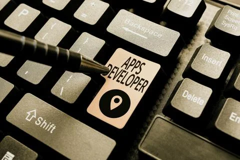 Conceptual display Apps Developer. Conceptual photo Graphic artist Software 스톡 사진