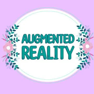 Conceptual display Augmented Reality. Word for technology that imposes computer Illustrazione stock