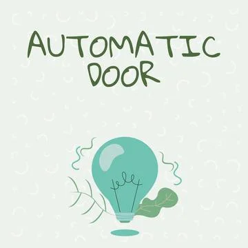 Conceptual display Automatic Door. Business overview opens automatically when Stock Illustration