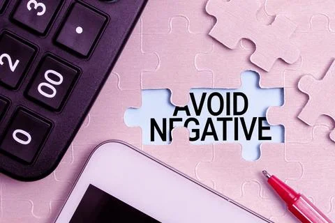 Conceptual display Avoid Negative. Conceptual photo Staying away from 스톡 사진