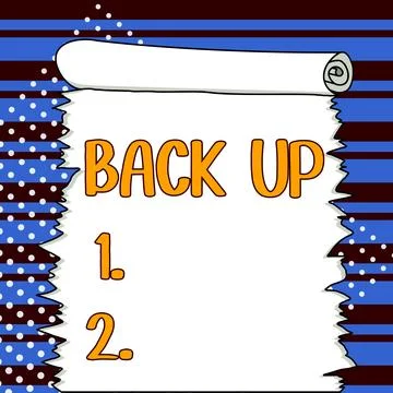 Conceptual display Back Up. Word for saving important data into internet cloud Stock Illustration